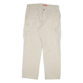 DICKIES Mens Regular Fit Beige Cargo Trousers W38 L34 Cotton Blend Zip Pockets