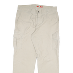DICKIES Mens Regular Fit Beige Cargo Trousers W38 L34 Cotton Blend Zip Pockets