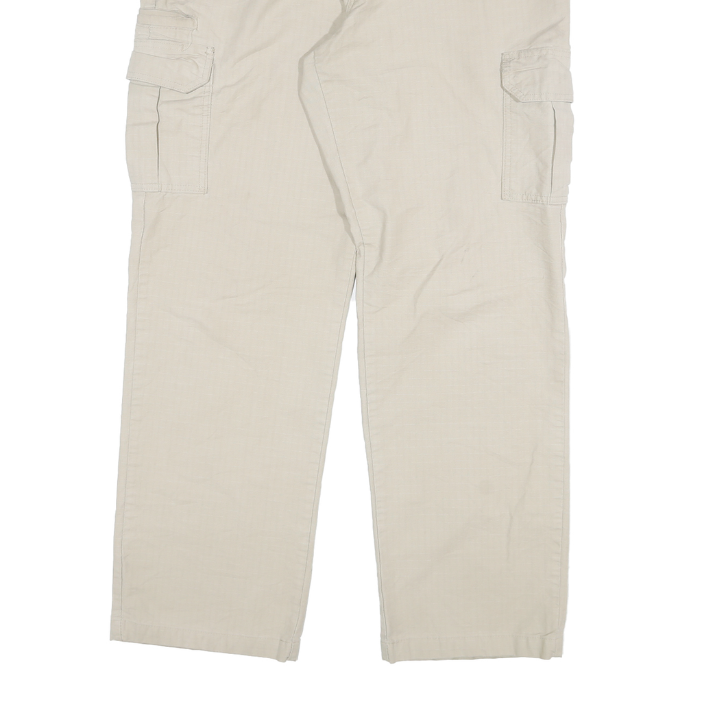 DICKIES Mens Regular Fit Beige Cargo Trousers W38 L34 Cotton Blend Zip Pockets