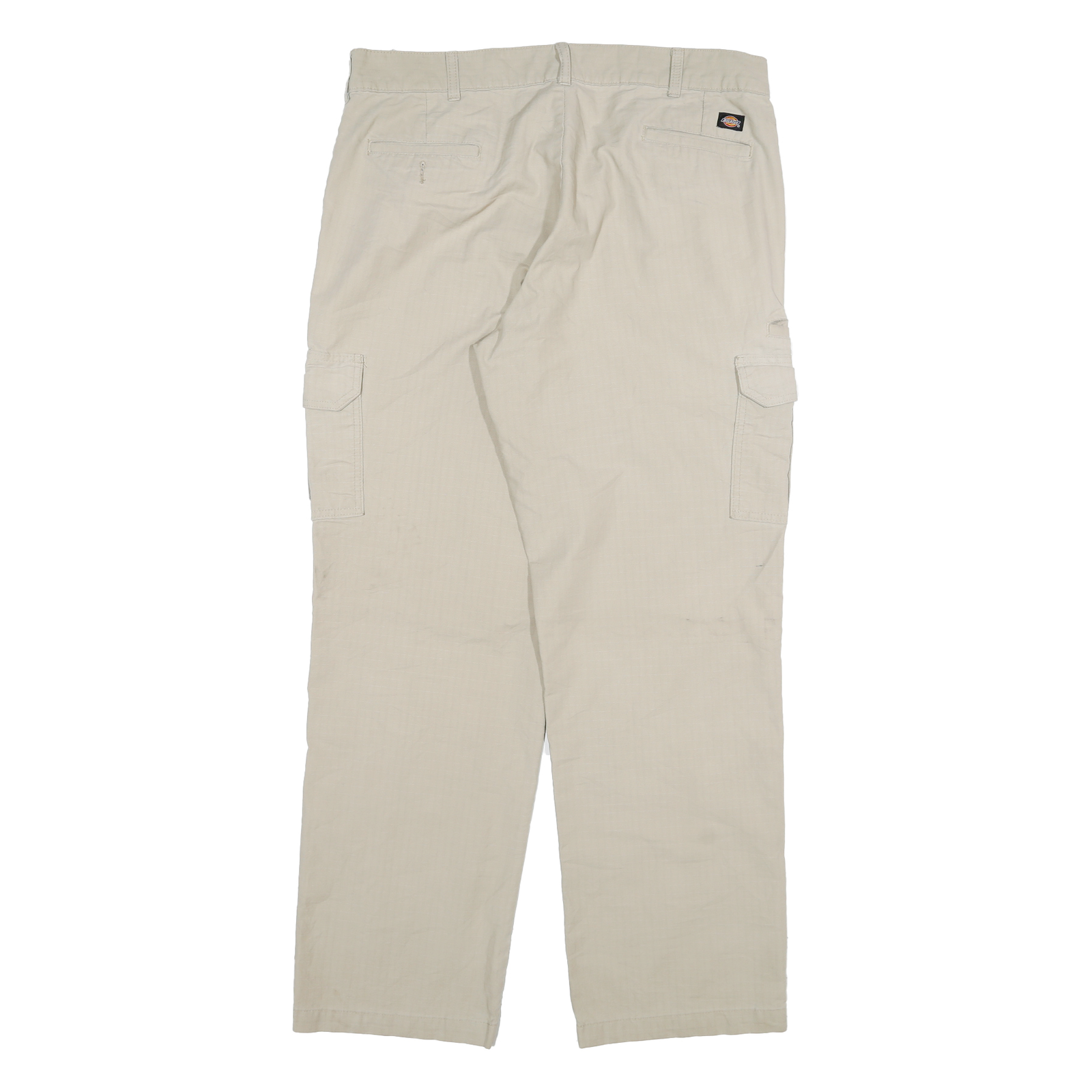 DICKIES Mens Regular Fit Beige Cargo Trousers W38 L34 Cotton Blend Zip Pockets