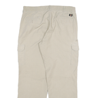 DICKIES Mens Regular Fit Beige Cargo Trousers W38 L34 Cotton Blend Zip Pockets