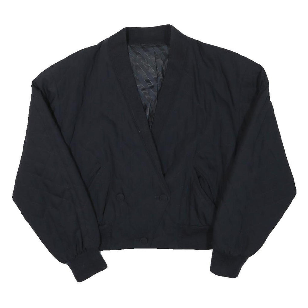 Womens Black Casual Button Jacket XS Polyester Blend Plain Long Sleeve Classic