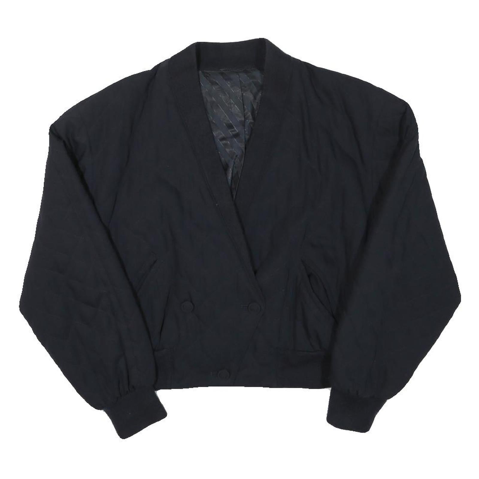 Womens Black Casual Button Jacket XS Polyester Blend Plain Long Sleeve Classic