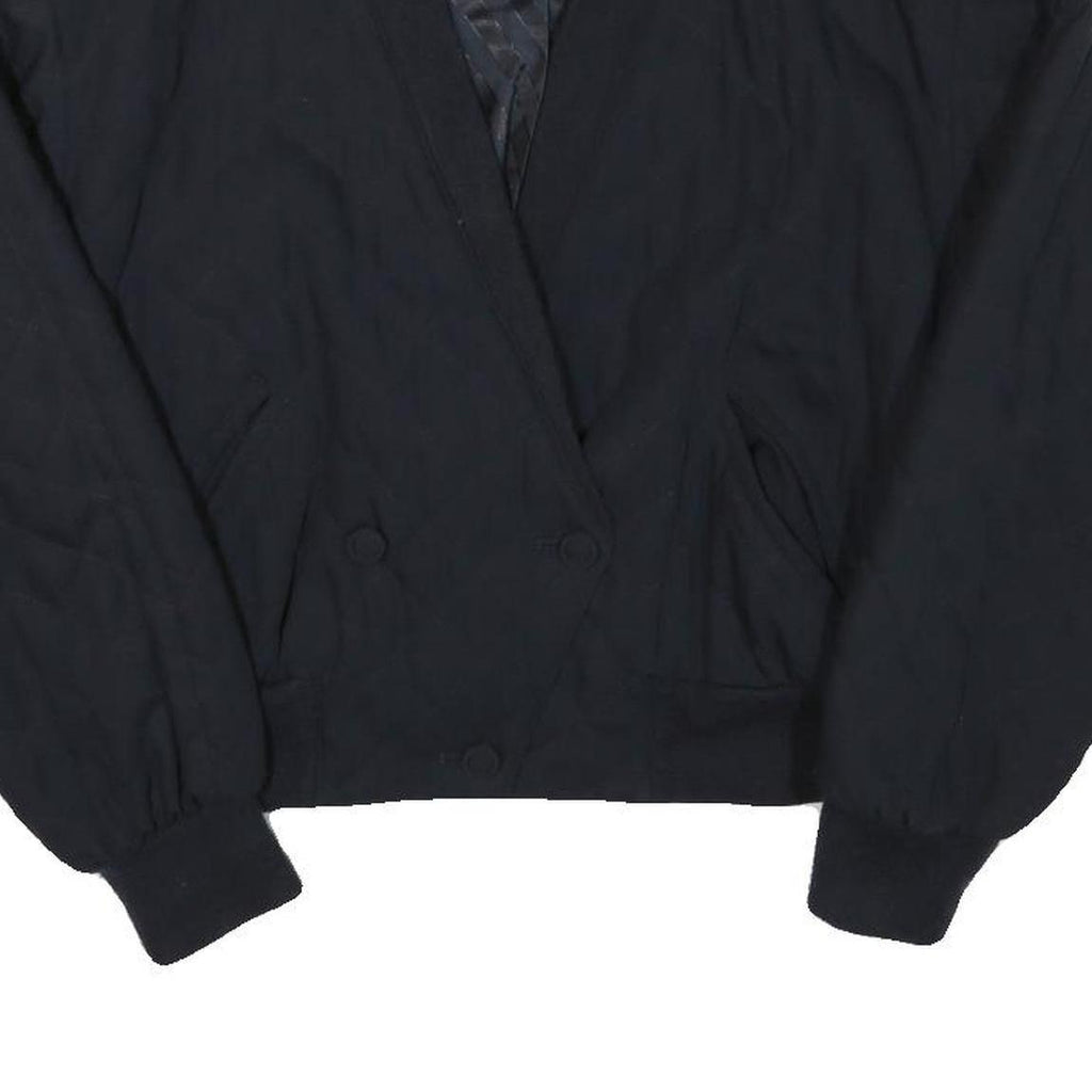 Womens Black Casual Button Jacket XS Polyester Blend Plain Long Sleeve Classic