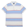 TOMMY HILFIGER Mens White & Blue Striped Short Sleeve Polo Shirt M Cotton Blend