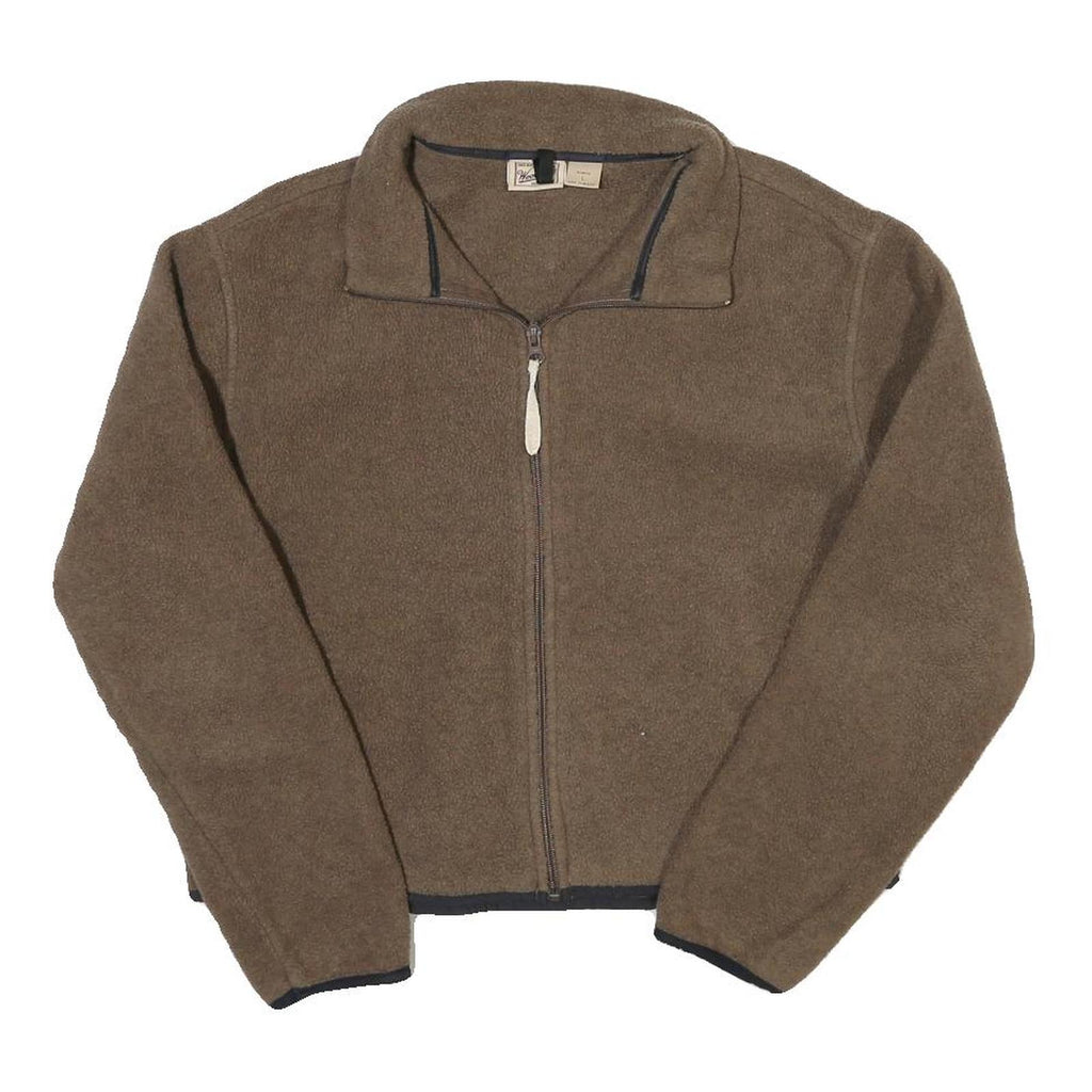 WOOLRICH Womens Brown Fleece Jacket L Polyester Blend Zip Casual Outdoor