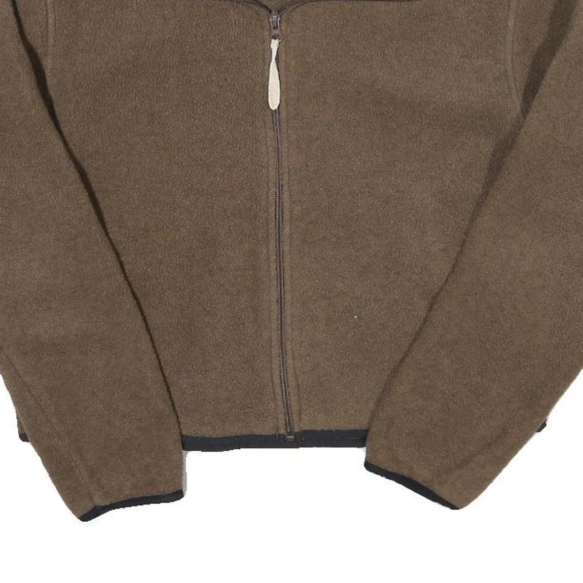 WOOLRICH Womens Brown Fleece Jacket L Polyester Blend Zip Casual Outdoor