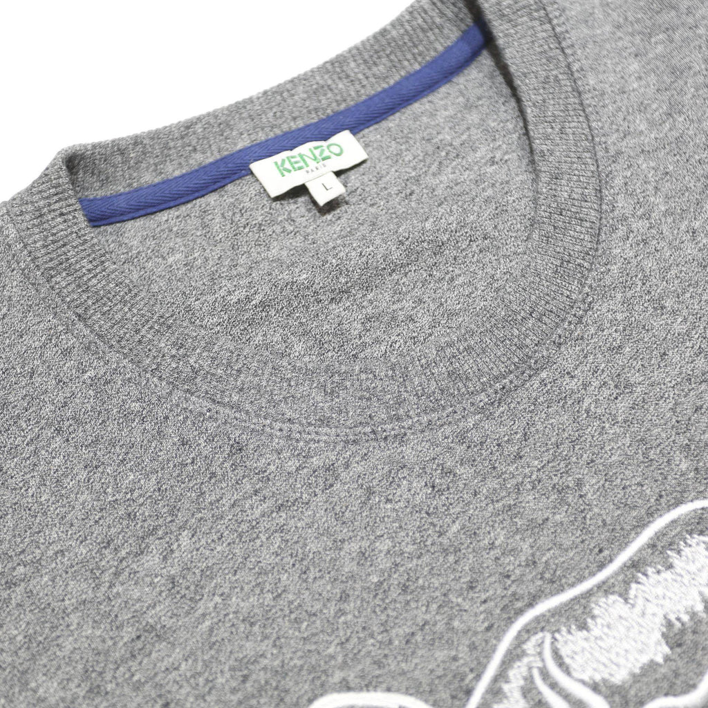 KENZO Mens Grey Tiger Logo Crew Neck L Sweatshirt Cotton Blend Pullover