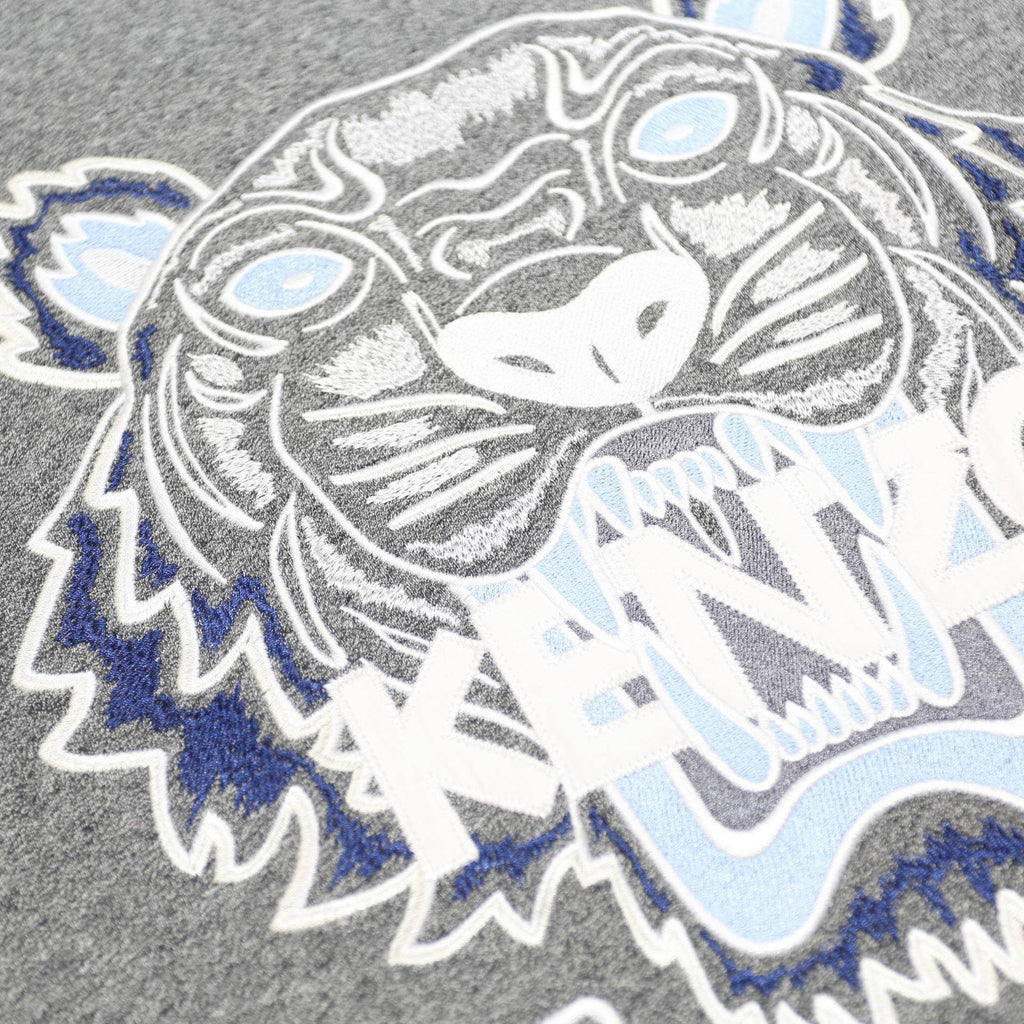 KENZO Mens Grey Tiger Logo Crew Neck L Sweatshirt Cotton Blend Pullover
