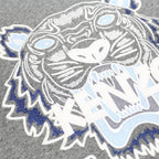 KENZO Mens Grey Tiger Logo Crew Neck L Sweatshirt Cotton Blend Pullover