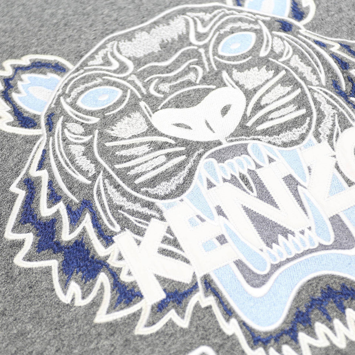 KENZO Mens Grey Tiger Logo Crew Neck L Sweatshirt Cotton Blend Pullover