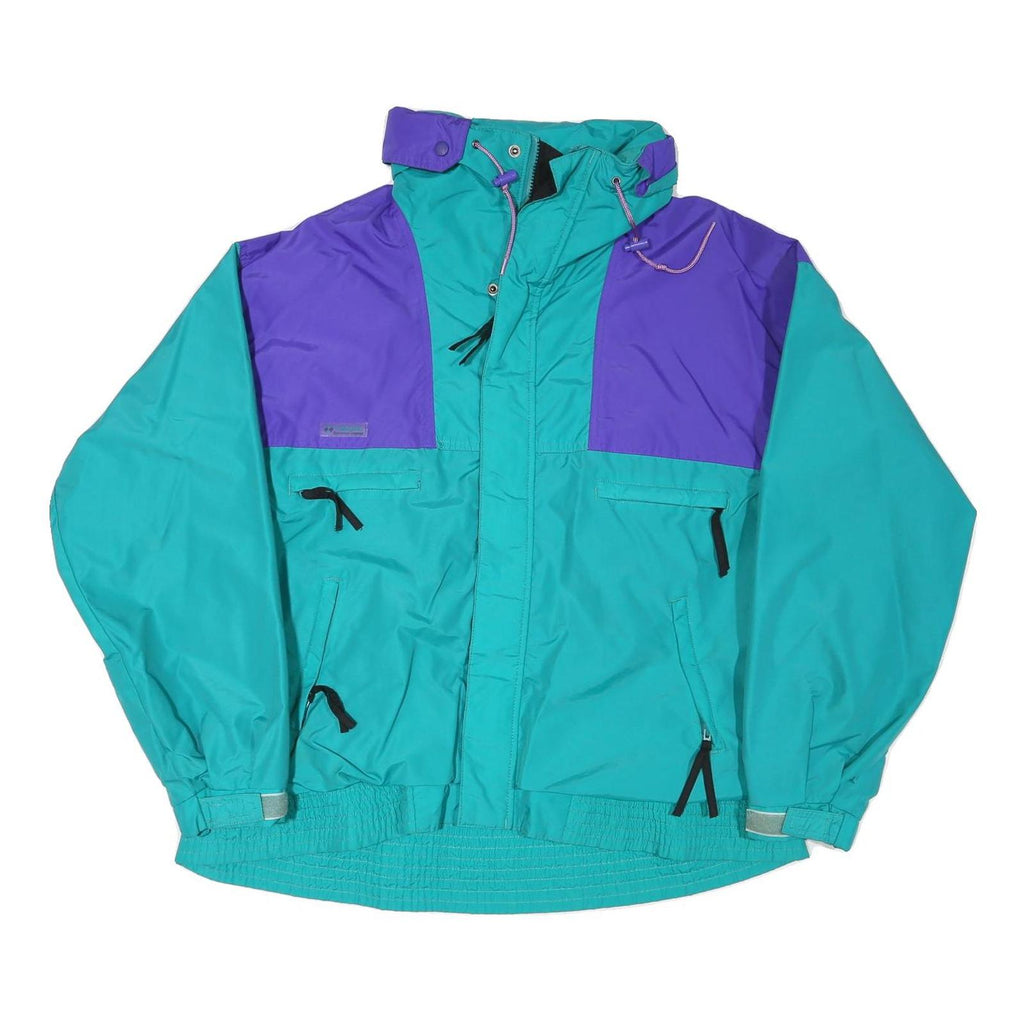 COLUMBIA Mens Blue & Purple Outdoor Jacket XL Polyester Blend Plain Zip