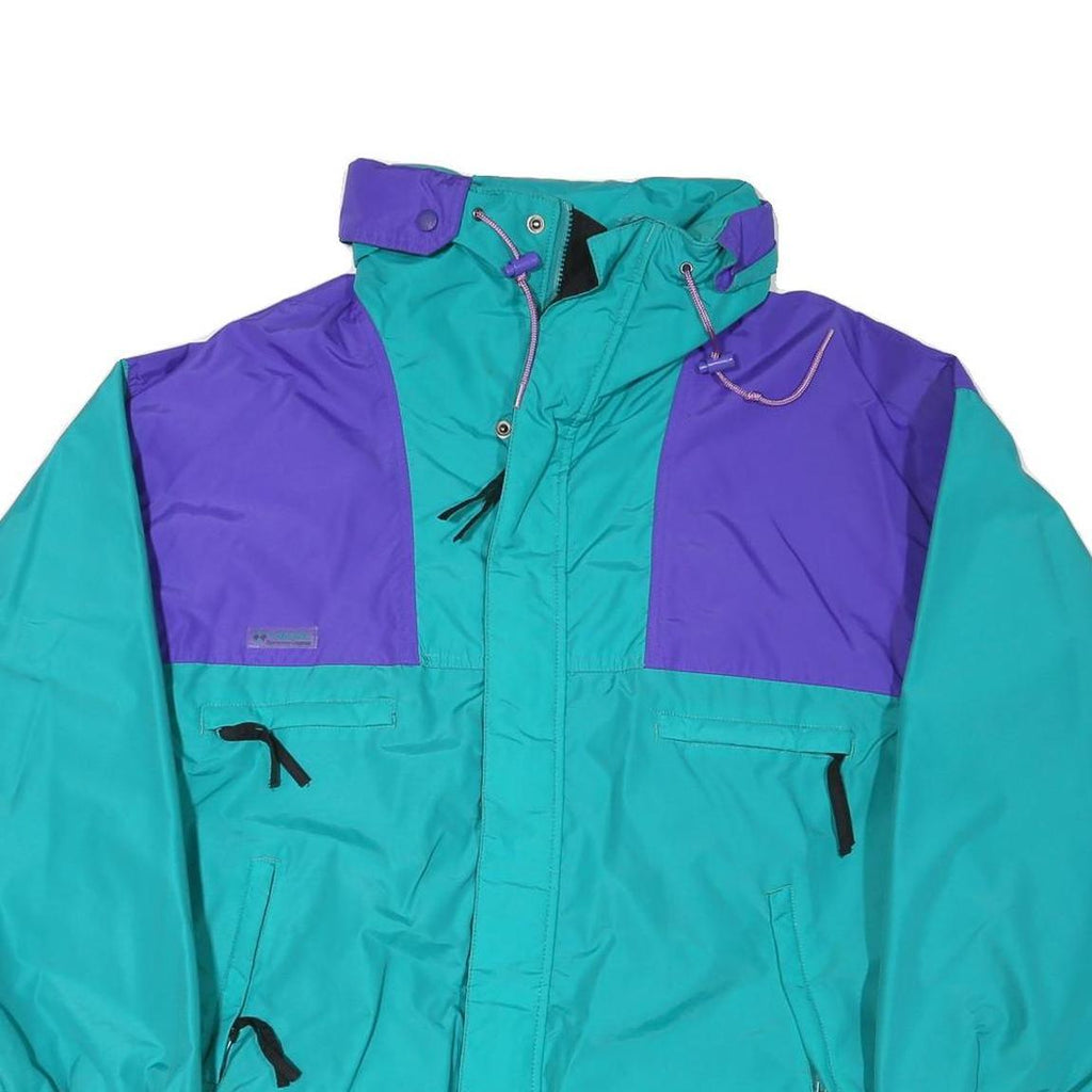 COLUMBIA Mens Blue & Purple Outdoor Jacket XL Polyester Blend Plain Zip