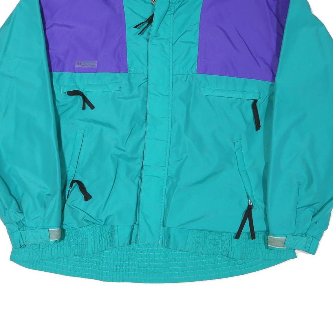 COLUMBIA Mens Blue & Purple Outdoor Jacket XL Polyester Blend Plain Zip