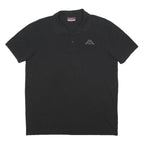 KAPPA Mens Black Cotton Short Sleeve Logo Polo Shirt L Casual Basic