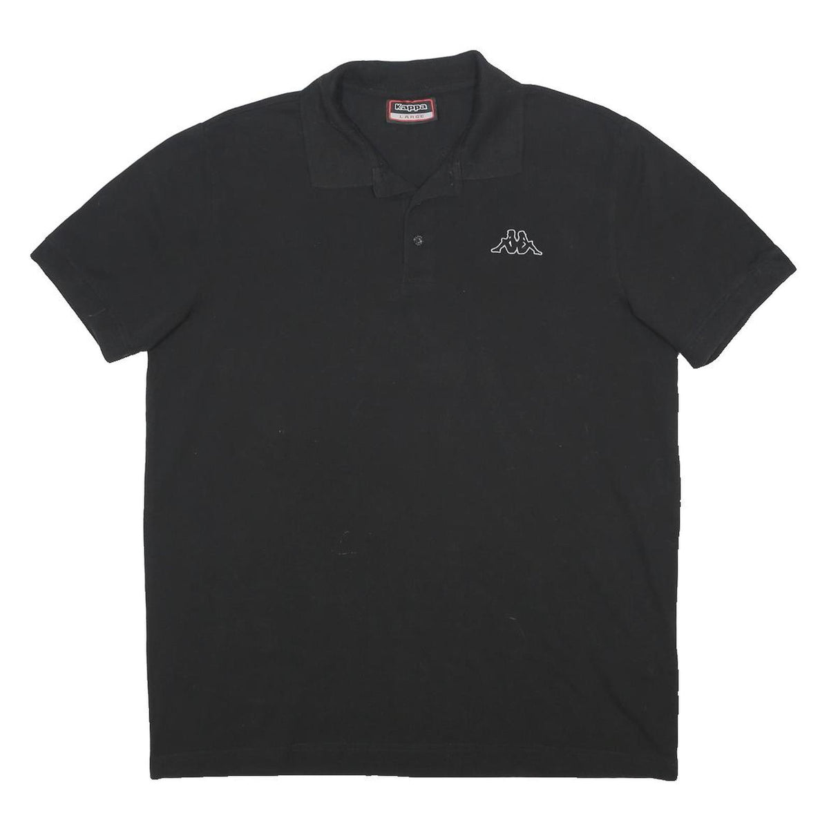 KAPPA Mens Black Cotton Short Sleeve Logo Polo Shirt L Casual Basic