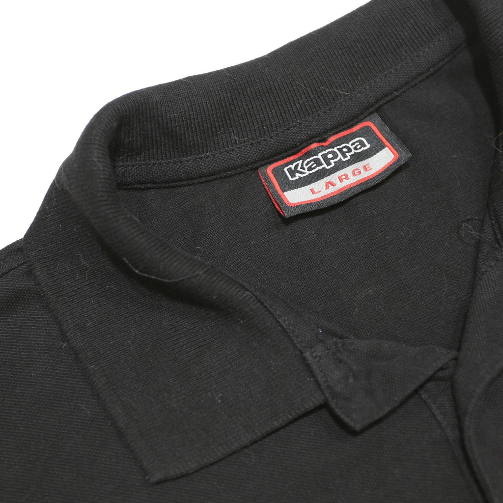 KAPPA Mens Black Cotton Short Sleeve Logo Polo Shirt L Casual Basic
