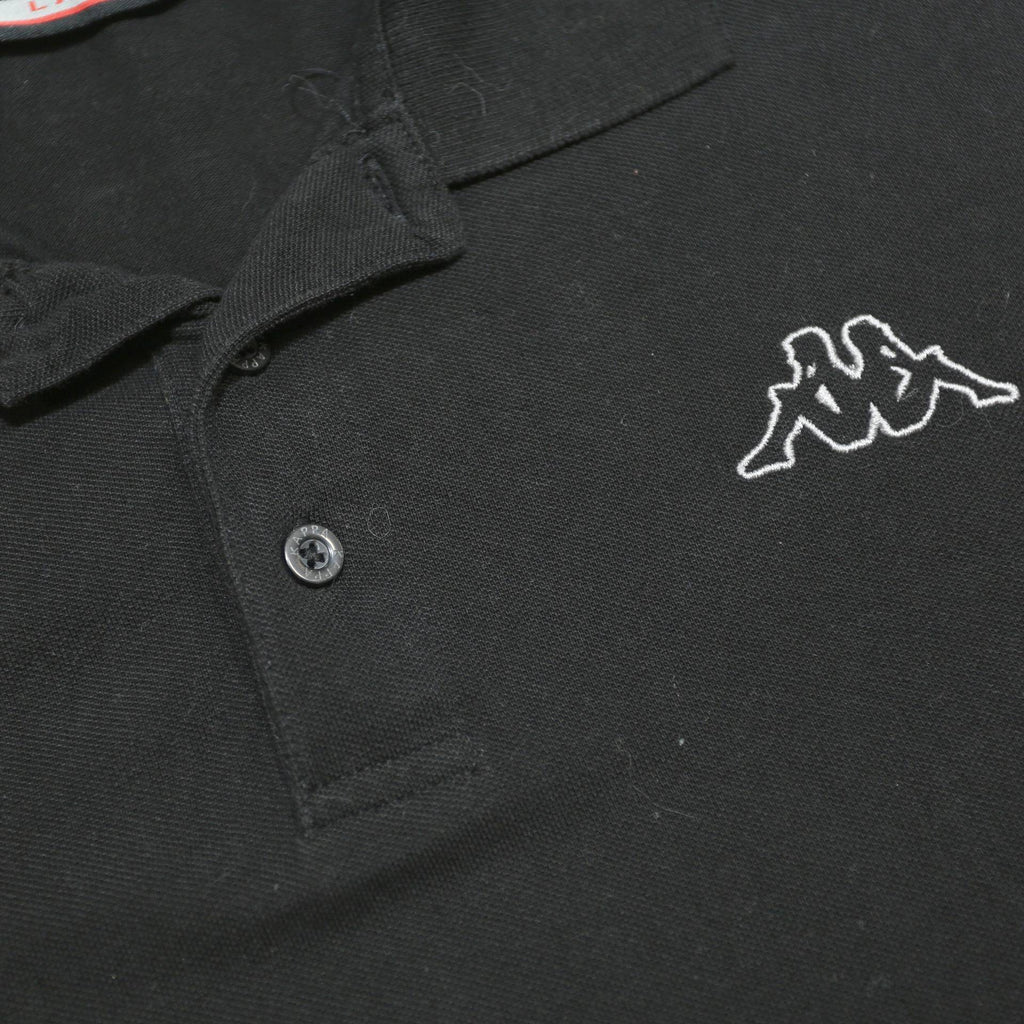 KAPPA Mens Black Cotton Short Sleeve Logo Polo Shirt L Casual Basic