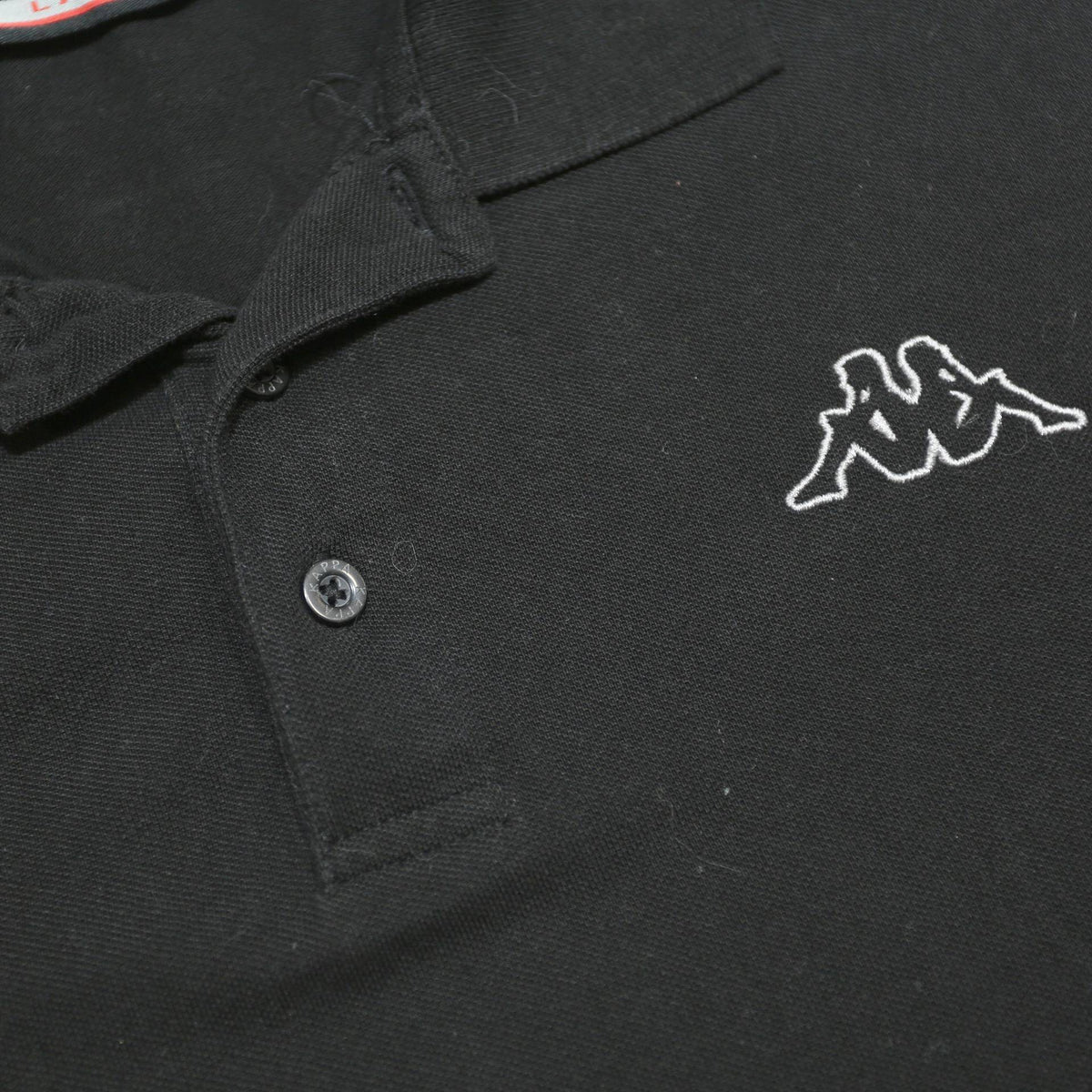 KAPPA Mens Black Cotton Short Sleeve Logo Polo Shirt L Casual Basic
