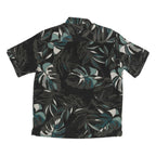 CENTRO Mens Black & Grey Tropical Print Shirt L Polyester Casual Summer