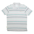 ADIDAS Mens Grey & Green Striped Polo Shirt L Cotton Short Sleeve Casual