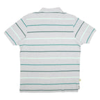ADIDAS Mens Grey & Green Striped Polo Shirt L Cotton Short Sleeve Casual