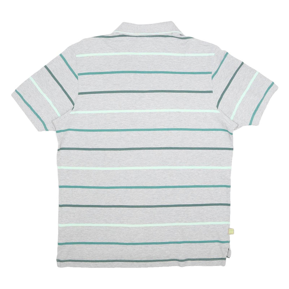 ADIDAS Mens Grey & Green Striped Polo Shirt L Cotton Short Sleeve Casual