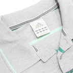 ADIDAS Mens Grey & Green Striped Polo Shirt L Cotton Short Sleeve Casual