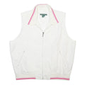 RALPH LAUREN Womens White & Pink Zip Sleeveless Jacket L Polyester Comfortable