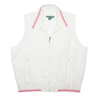RALPH LAUREN Womens White & Pink Zip Sleeveless Jacket L Polyester Comfortable