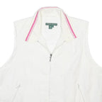 RALPH LAUREN Womens White & Pink Zip Sleeveless Jacket L Polyester Comfortable