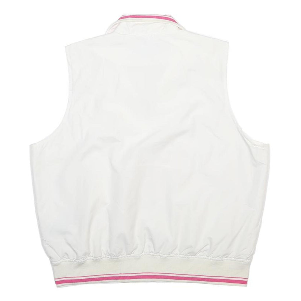 RALPH LAUREN Womens White & Pink Zip Sleeveless Jacket L Polyester Comfortable
