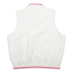 RALPH LAUREN Womens White & Pink Zip Sleeveless Jacket L Polyester Comfortable