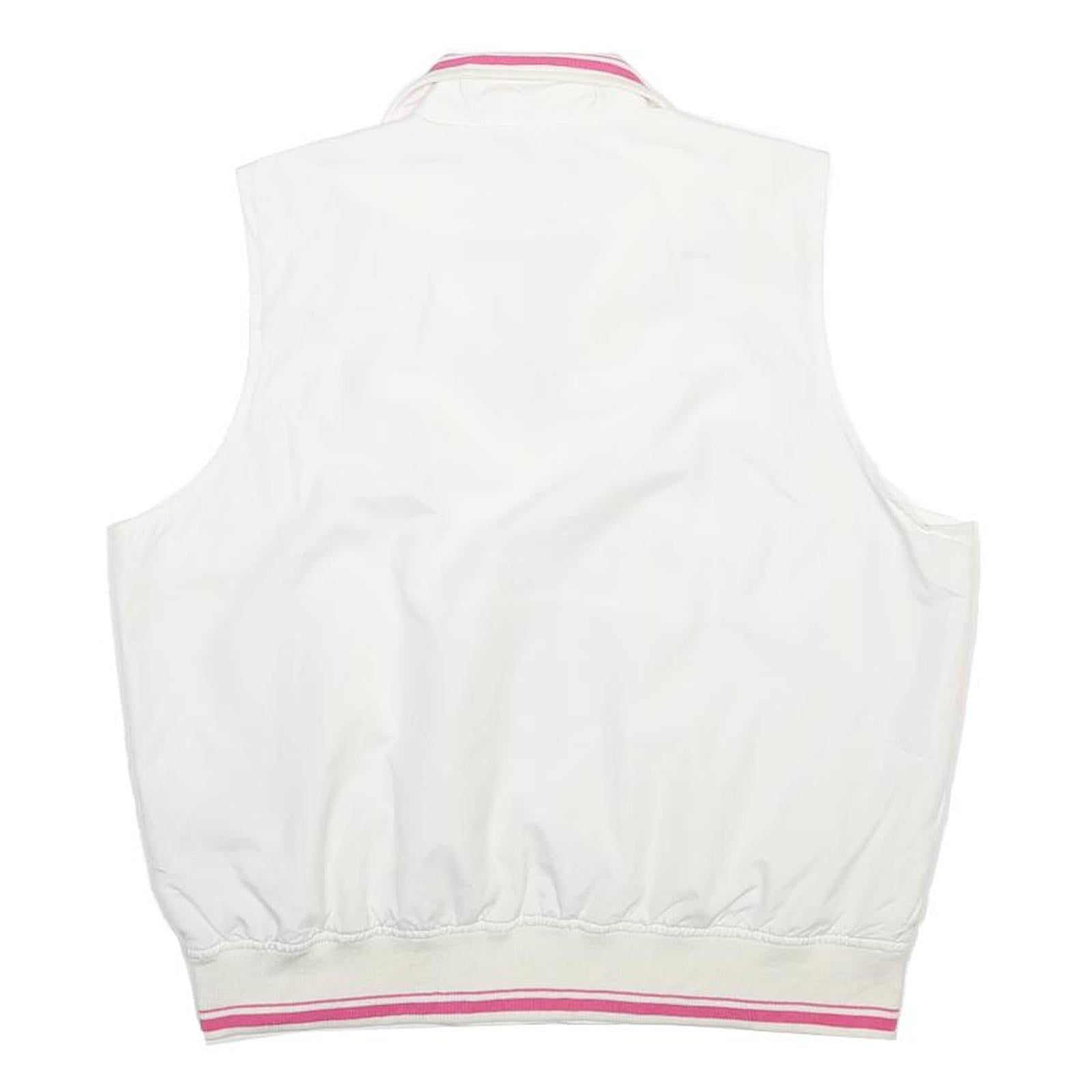 RALPH LAUREN Womens White & Pink Zip Sleeveless Jacket L Polyester Comfortable