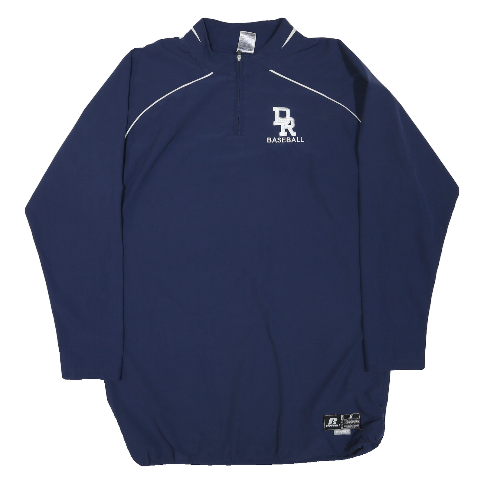 RUSSELL ATHLETIC Mens Navy Blue Track Jacket S Polyester Blend DR Baseball Zip