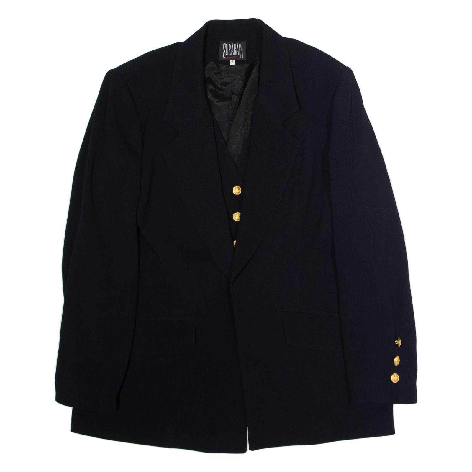SURABAYA Mens Blazer Jacket Black 90s S