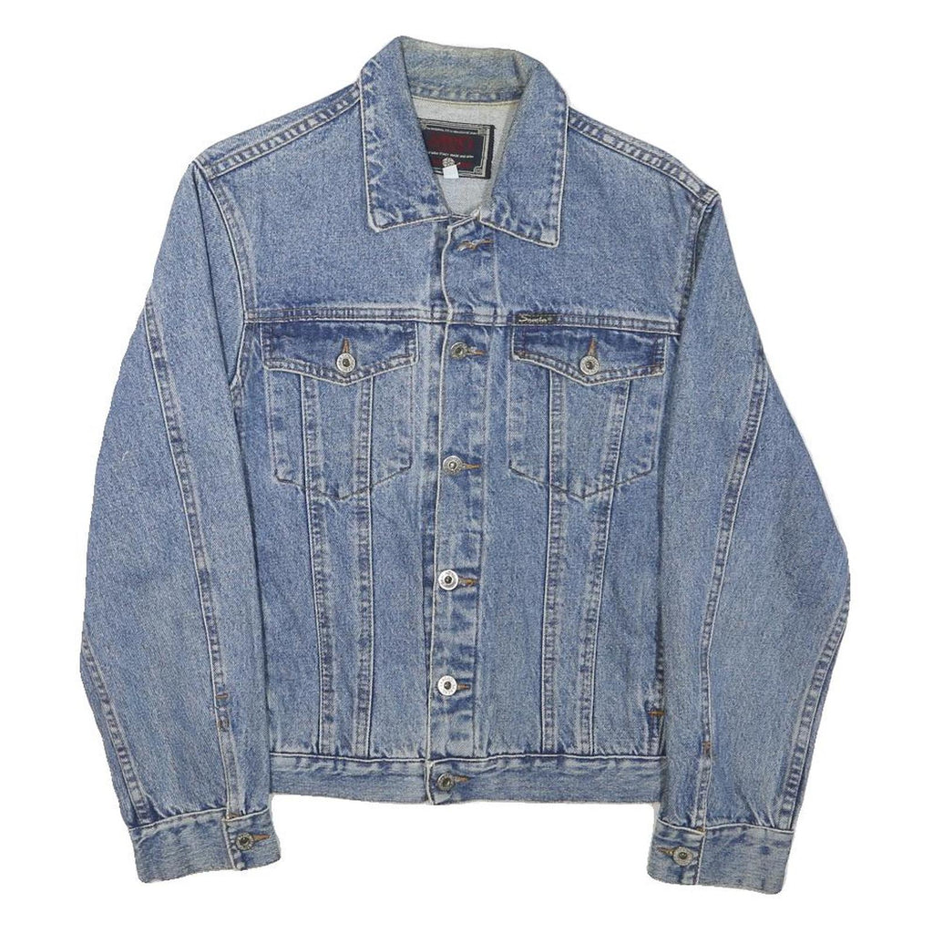 SANCHO Boys Blue Denim Jacket M Cotton Blend Button Closure Classic Fit