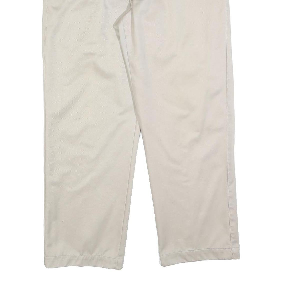 DOCKERS Mens Cotton Blend Beige Regular Straight Trousers W36 L30 Classic Zip