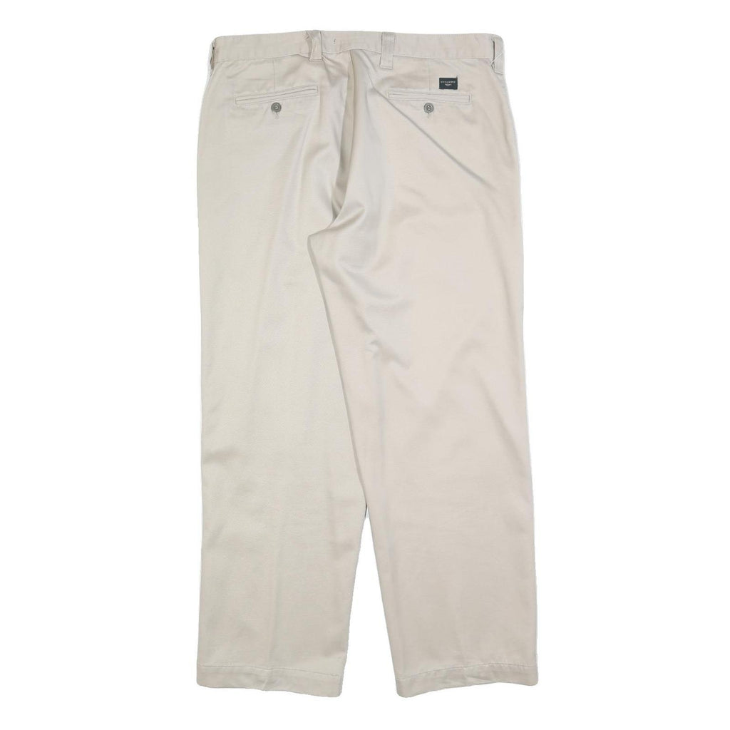 DOCKERS Mens Cotton Blend Beige Regular Straight Trousers W36 L30 Classic Zip