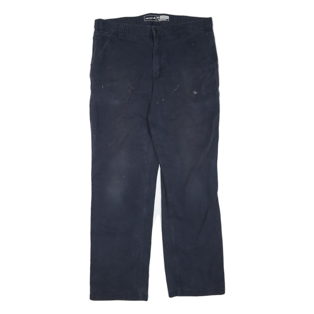 CARHARTT Mens Cotton Blend Navy Regular Straight Trousers W38 L31 Workwear Zip