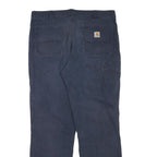CARHARTT Mens Cotton Blend Navy Regular Straight Trousers W38 L31 Workwear Zip