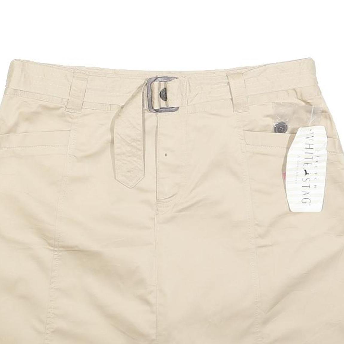 WHITE STAG Womens Cream Cotton Blend A-Line Short Skort With Belt M