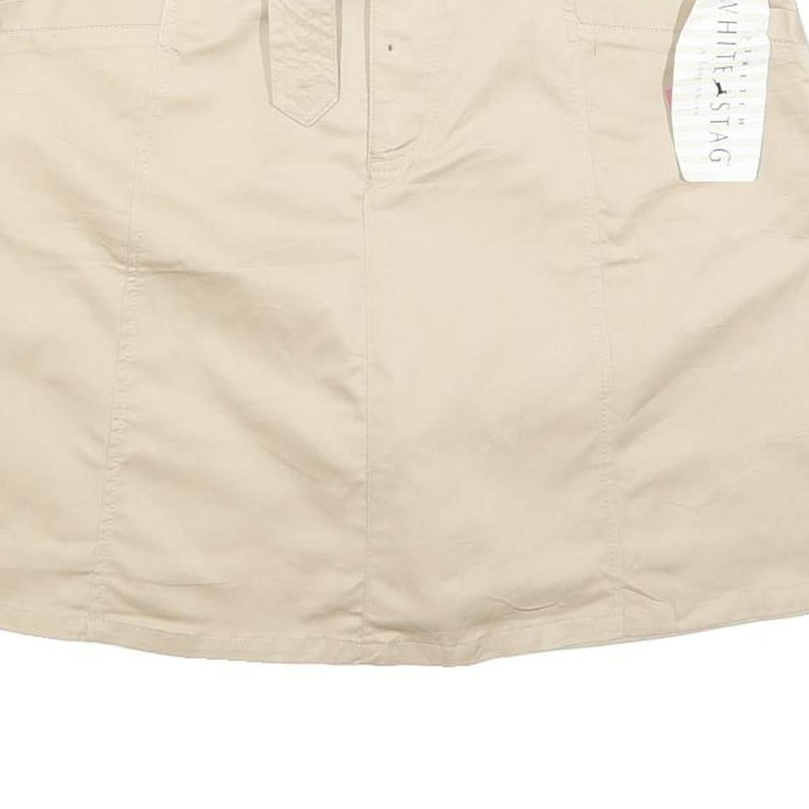 WHITE STAG Womens Cream Cotton Blend A-Line Short Skort With Belt M