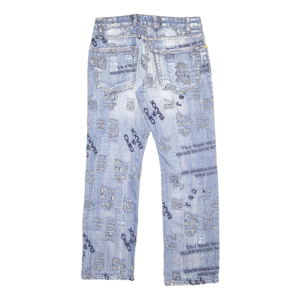CIPO & BAXX Mens Jeans Blue Regular Straight Denim Medium W29 L28 Distressed