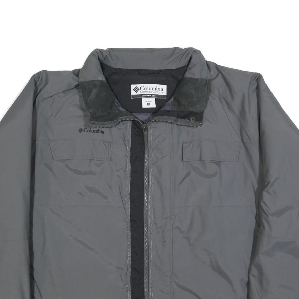 COLUMBIA Mens Grey & Black Outdoor Jacket XL Polyester Blend Zip Casual