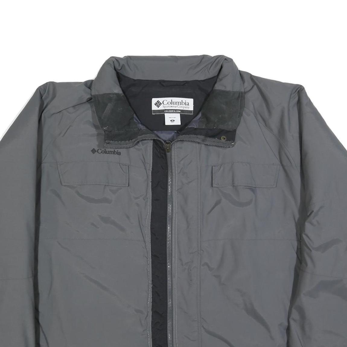 COLUMBIA Mens Grey & Black Outdoor Jacket XL Polyester Blend Zip Casual