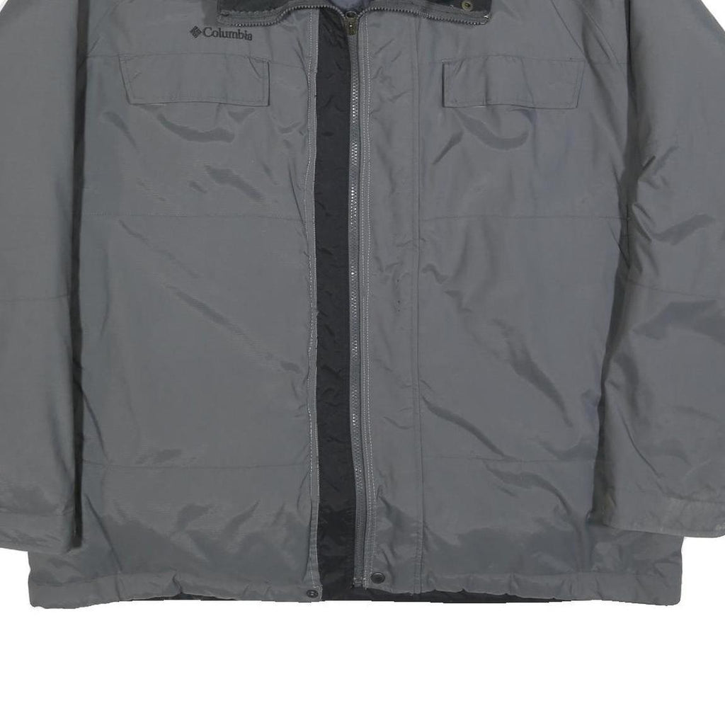 COLUMBIA Mens Grey & Black Outdoor Jacket XL Polyester Blend Zip Casual