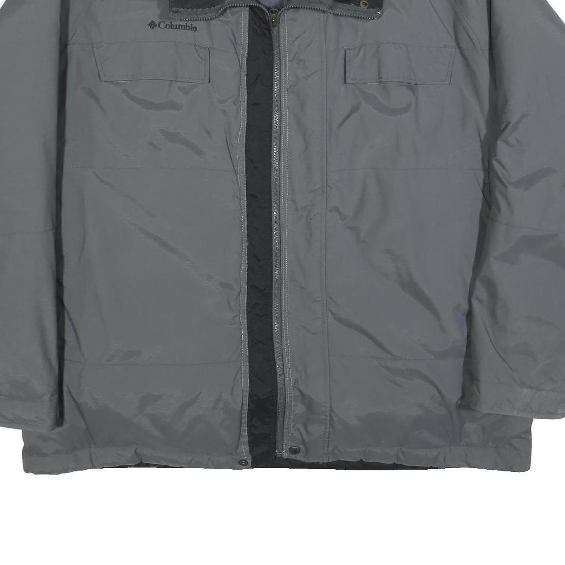 COLUMBIA Mens Grey & Black Outdoor Jacket XL Polyester Blend Zip Casual