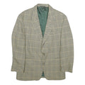 LIBERTY Mens Beige & Green Wool Check Button Jacket L Woven Classic Fit