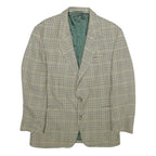 LIBERTY Mens Beige & Green Wool Check Button Jacket L Woven Classic Fit